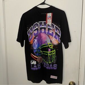 NWT Mitchell & Ness Usher Super Bowl LVIII Las Vegas NFL Black T-Shirt - Size S